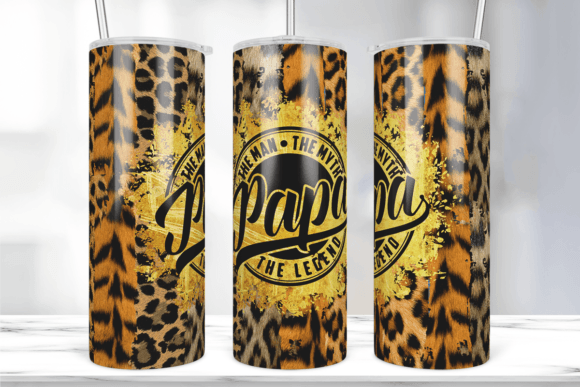 Papa Leopard Print Tumbler PNG Designs