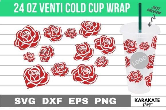 Roses Venti Cup Wrap: A Versatile Graphics Asset for Crafts